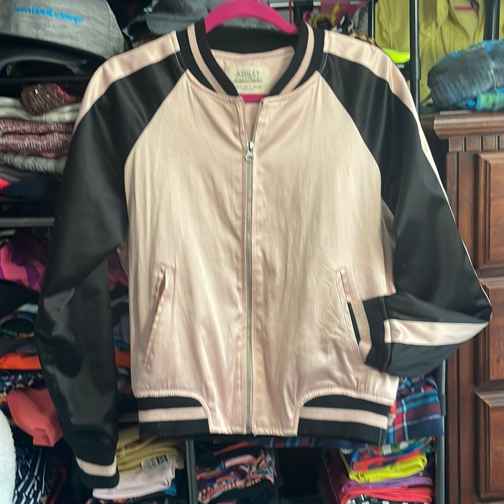 Pink & Black Silk zip up